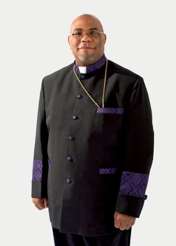 Clergy Jacket 011 (Black/Purple-Black Brocade LT)