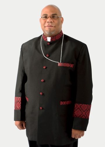 Clergy Jacket 080 (Black/Black-Red Brocade LT)