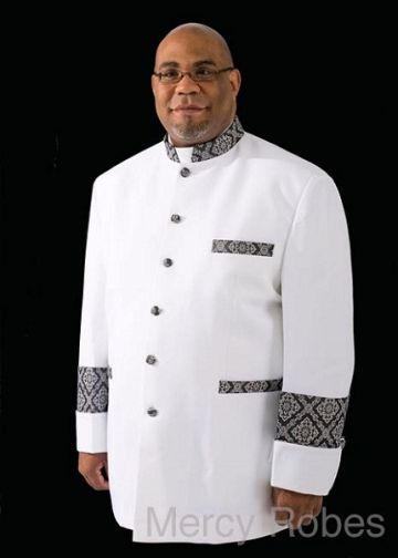 Clergy Jacket 011 (White/Black-Silver Brocade LT)