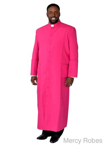 9 Button Clergy Robe Bpa101 (Fuchsia) With Band Cincture