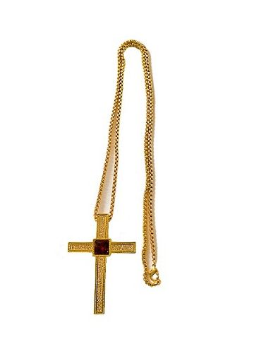 Pectoral Cross N74-C442G-A (Red Ruby Stone)