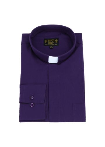 Mens Long Sleeve Standard Cuff Tab Collar Clergy Shirt (Blue Purple)