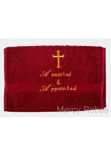 Preaching Hand Towel Annoited & Appointed (Burgundy/Gold)