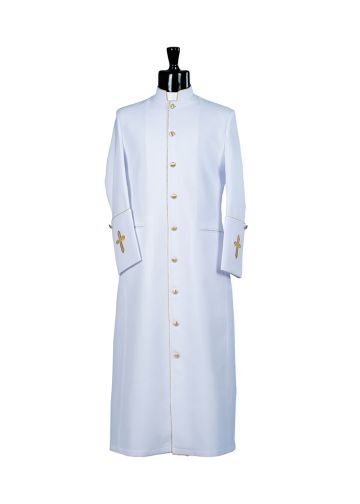 Mens Clergy Robe Style Bae114 (White/Gold)