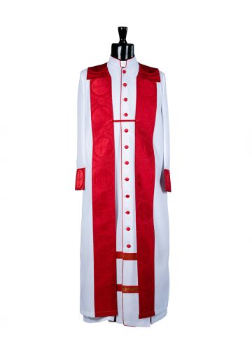 Mens Clergy Robe Style Exd185 Exclusive (White/Red) With Chimere