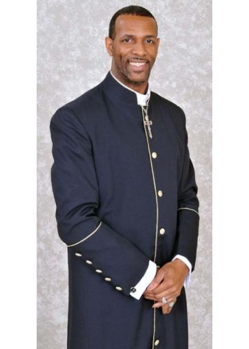 Clergy Cassock Robe Style Bpa101 (Navy/Gold)