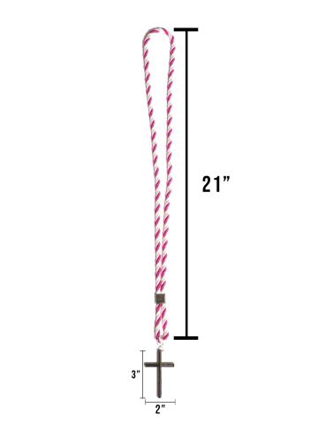 Two Tone White/Fuchsia Clergy Cord With Silver Cross 04