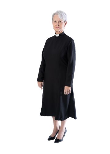 Redingote Flare Style Three-Quarter Length Clergy Dress (Black)