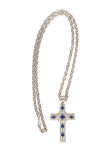 Pectoral Cross With Chain Style Gen01 (S Blue) 2" W X 2.75" H