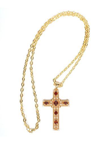 Pectoral Cross With Chain Style Gen01 (G RED 2" W X 2.75" H