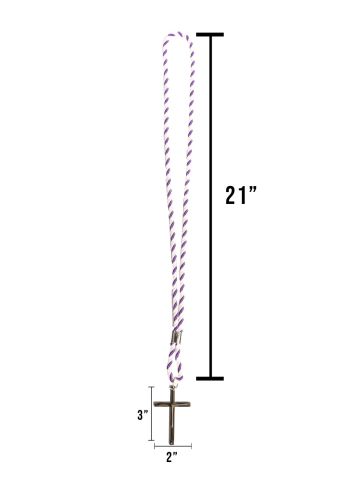 White-Purple Clergy Cord With Silver Cross 06