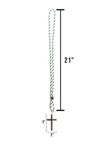 White-Green Clergy Cord With Silver Cross 01