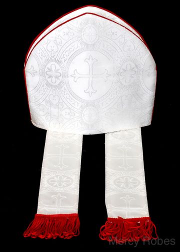 Bishops Mitre White/Red