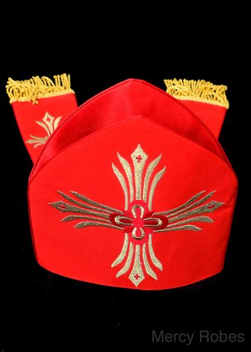 Bishops Mitre (Red/Gold) Mt002