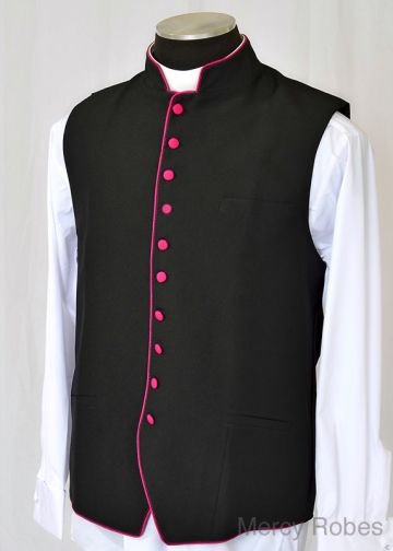 Clergy Vest (Black/Fuchsia)