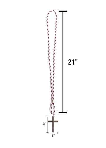 White-Maroon Clergy Cord With Silver Cross 05