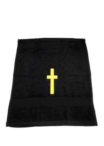 Preaching Hand Towel Cross (Black/Gold)