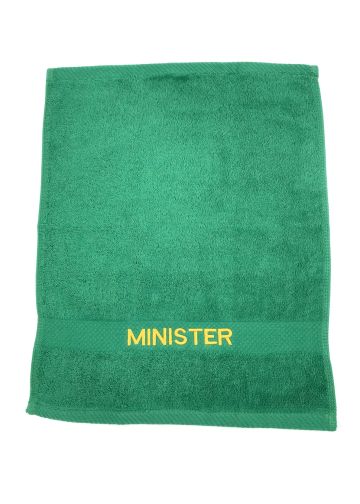 Preaching Hand Towel Minister (Green/Gold)