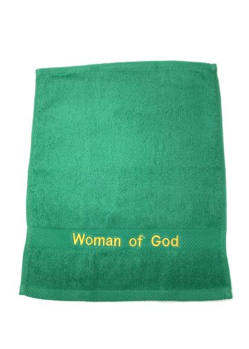 Preaching Hand Towel Woman Of God (Green/Gold)