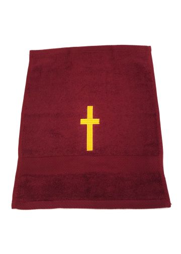 Preaching Hand Towel Cross (Burgundy/Gold)