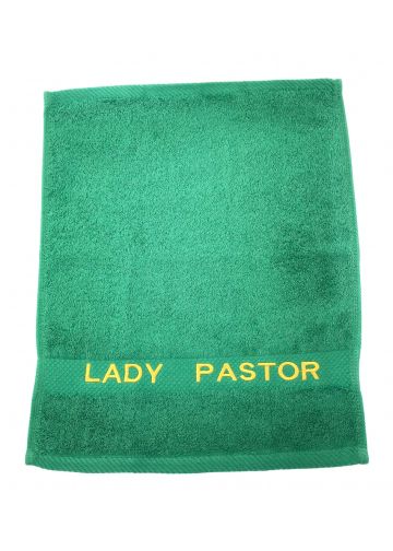 Preaching Hand Towel Lady Pastor (Green/Gold)