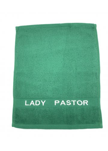 Preaching Hand Towel Lady Pastor (Green/White)