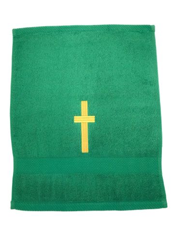 Preaching Hand Towel Cross (Green/Gold)