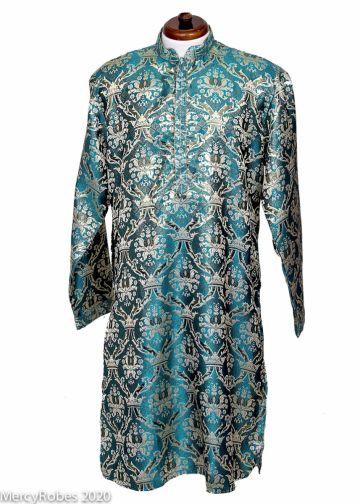 Mens Clergy Kurta Style K-7477 (Green/Gold)