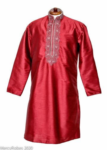 Mens Clergy Kurta Style K7512 (Maroon/White)