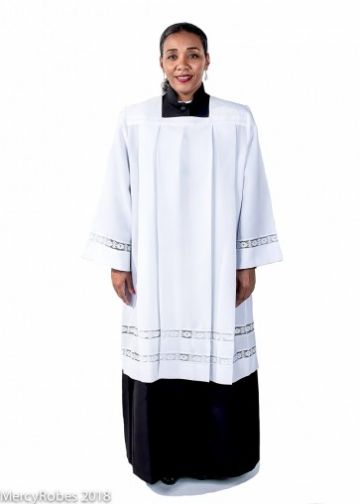 Womens Square Neck Clergy Surplice With Lace