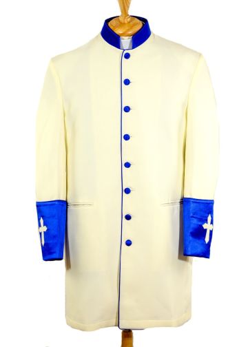 Clergy Short Robe Style Mercy (Cream/Royal Blue)