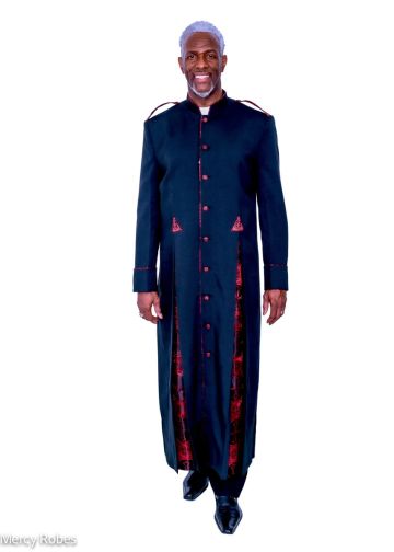 Clergy Robe Style Lcr165 2 Pleat (Black/Black-Red LT)