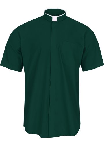 Mens Short Sleeve Tonsure Collar Clergy Shirt (Green)