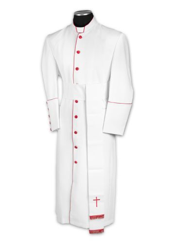 Clergy Robe Style Bpa101 (White/Red) With Band Cincture