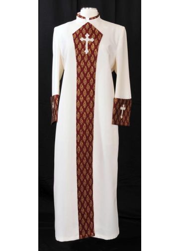 Womens Robe LR 107 Cream/Maroon Shield