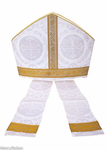 Bishop Mitre White/Gold Mt003