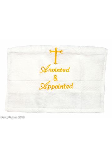 Preaching Hand Towel Anointed & Appointed (White/Gold)