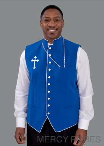 Mens Clergy Vest (Royal Blue/White)