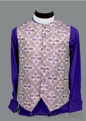 Mens Clergy Vest Purple/Gold 3Rd Lt