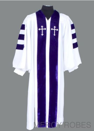 Pulpit Robe Style Ppr-750 (White/Purple)