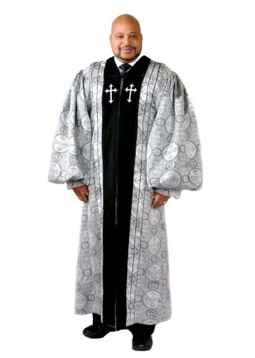 Pulpit Robe Style 05 (Silver/Black Liturgical)