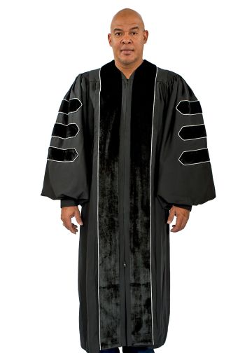 Pulpit Robe Style Ppr 0520 Black/Silver (With Doctoral Bars)