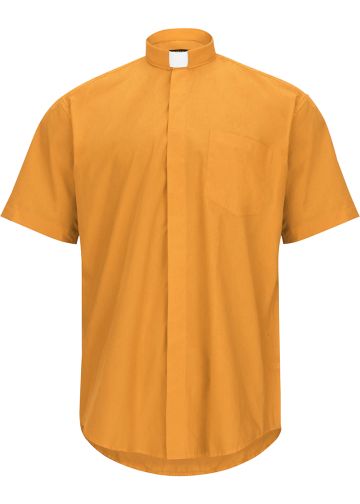 Mens Short Sleeves Tab Collar Clerical Shirt (Gold)