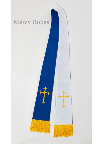 Short Reversible Visitation Stole (Royal Blue/White)