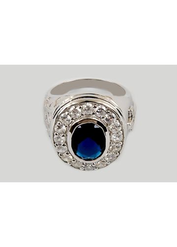 Clergy Ring Style Rnz0488 (S) (Silver/Royal Blue)