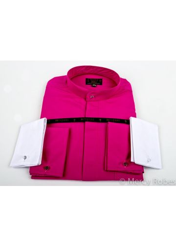 Mens Long Sleeve Roman Pontiff Full Collar Shirt (Fuchsia)