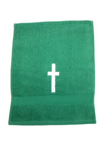 Preaching Hand Towel Cross (Green/White)