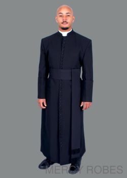 Men's Black/Red Clergy Robe Cassock, Black/Red Cincture Belt Suit Avenue