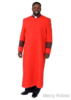 Mercy Robes Mens Clergy Robe Style Exd185 Exclusive (Black/Red