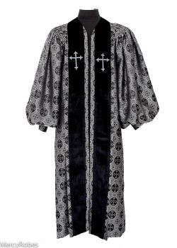 Mercy Robes Mens Clergy Robe Style Exd185 Exclusive (Black/Red Liturgical)  With Chimere